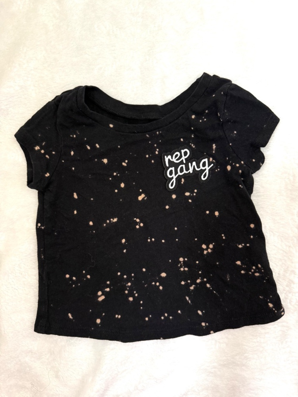 Small Shop The Children's Place Black Tie-Dye Tee with 'rep gang' Patch